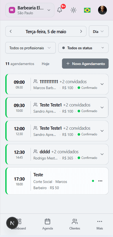 Agendamentos recebidos